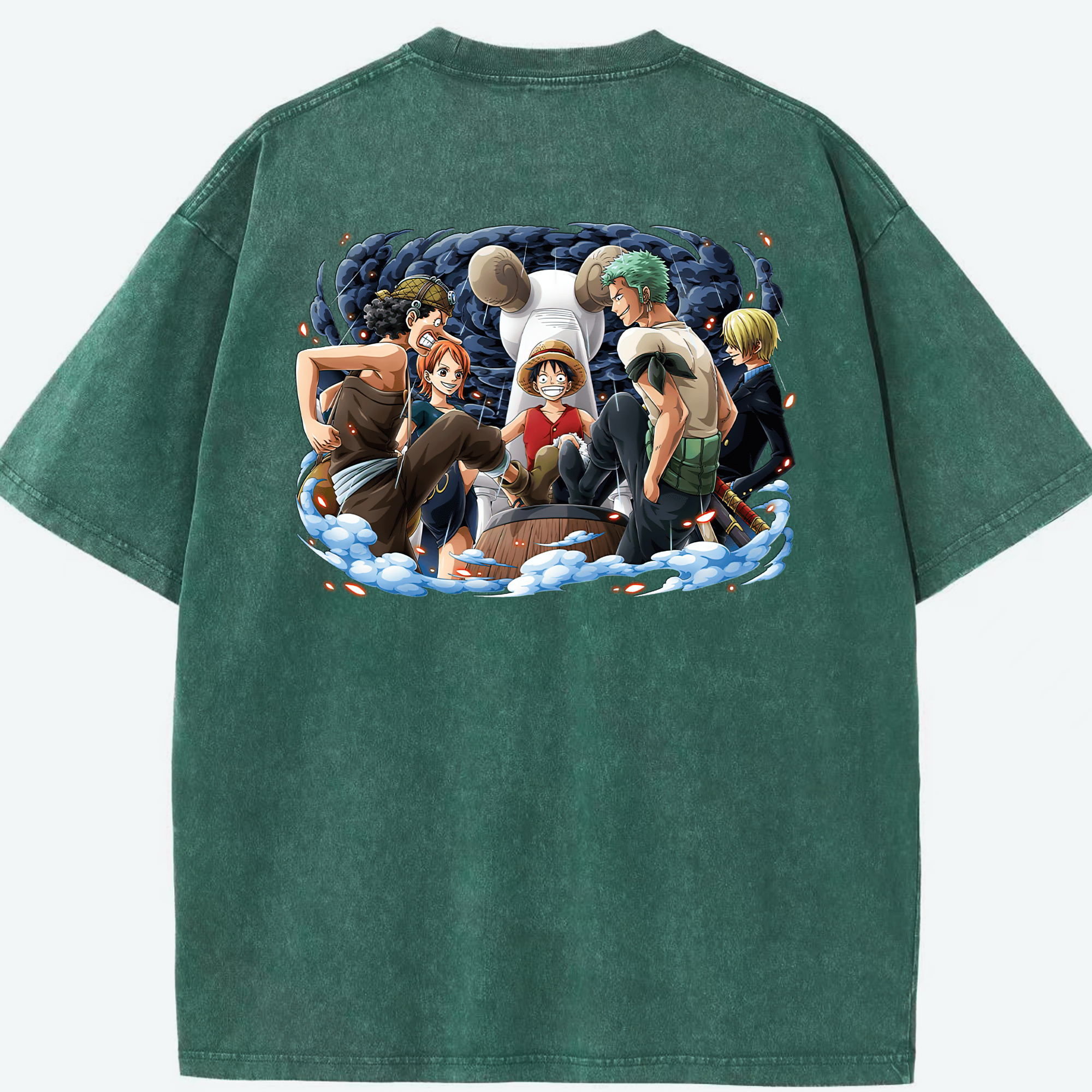 ワンピース モンキー・D・ルフィ ONE PIECE Monkey D. Luffy 綿100% ヴィンテージ風 半袖Tシャツ（背面プリント）